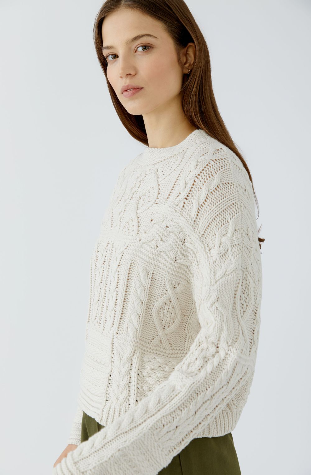 Off White Intricate Cable Knit Jumper