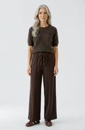 Mulch Brown Scuba Jersey Wide Leg Trousers