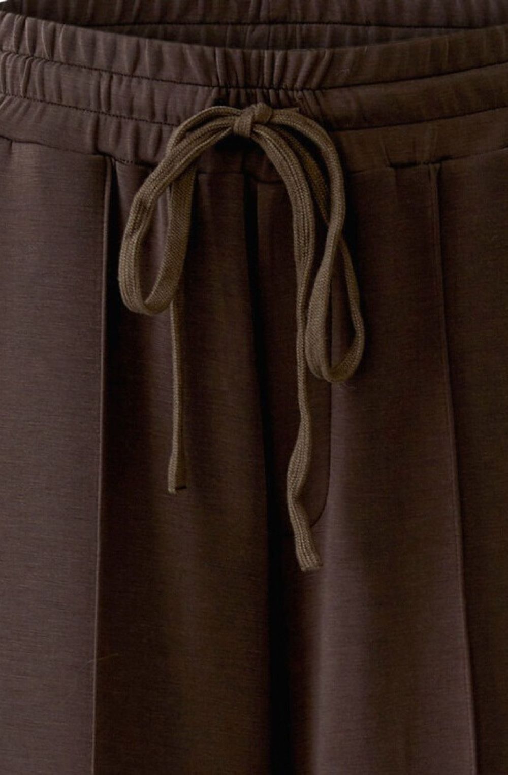 Mulch Brown Scuba Jersey Wide Leg Trousers