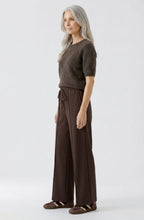 Mulch Brown Scuba Jersey Wide Leg Trousers