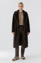 Dark Brown Leopard Print Faux Fur Coat