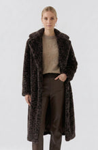 Dark Brown Leopard Print Faux Fur Coat