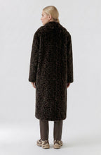 Dark Brown Leopard Print Faux Fur Coat