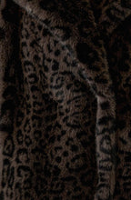 Dark Brown Leopard Print Faux Fur Coat