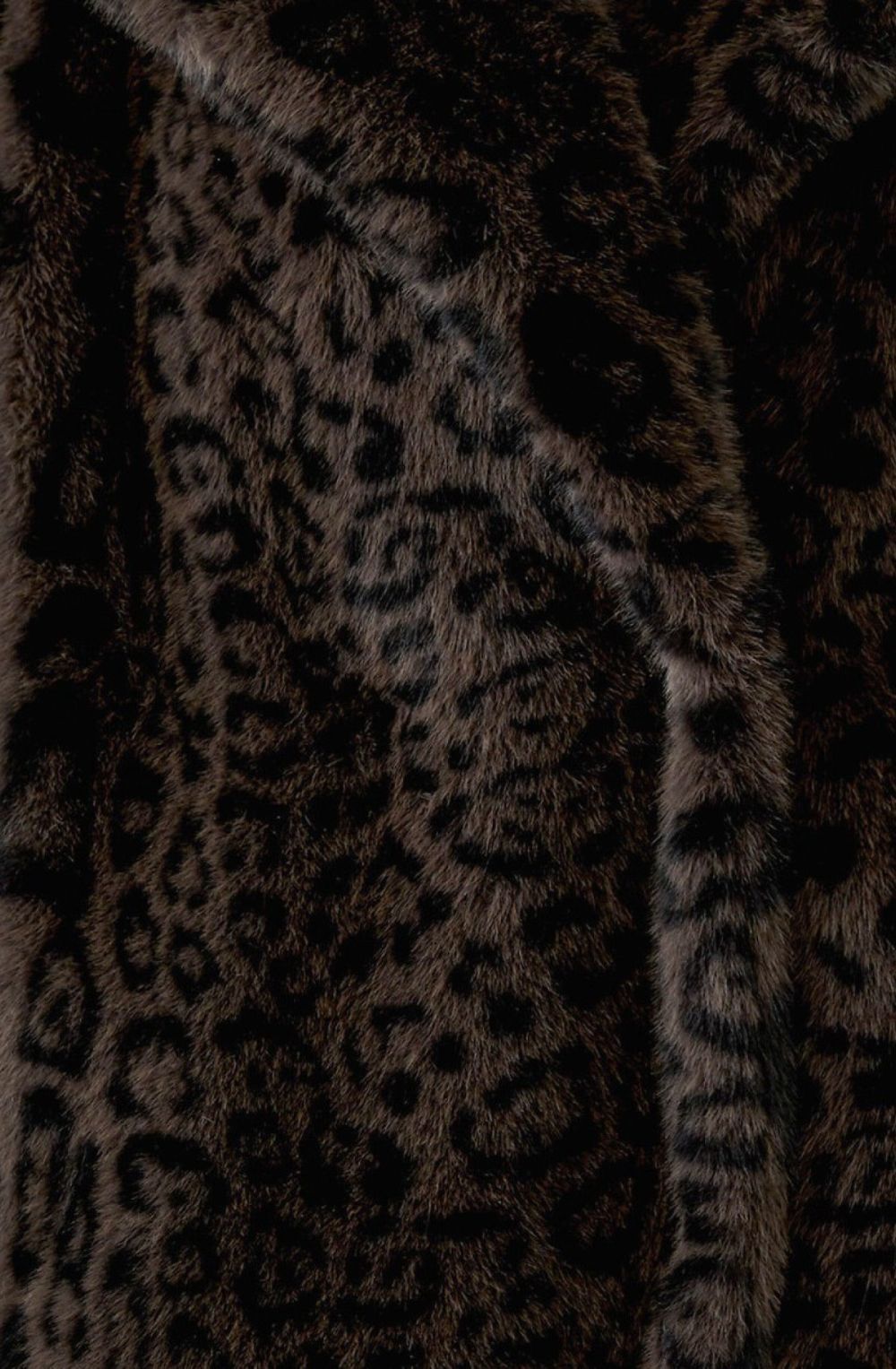 Dark Brown Leopard Print Faux Fur Coat