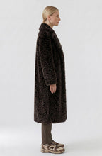 Dark Brown Leopard Print Faux Fur Coat