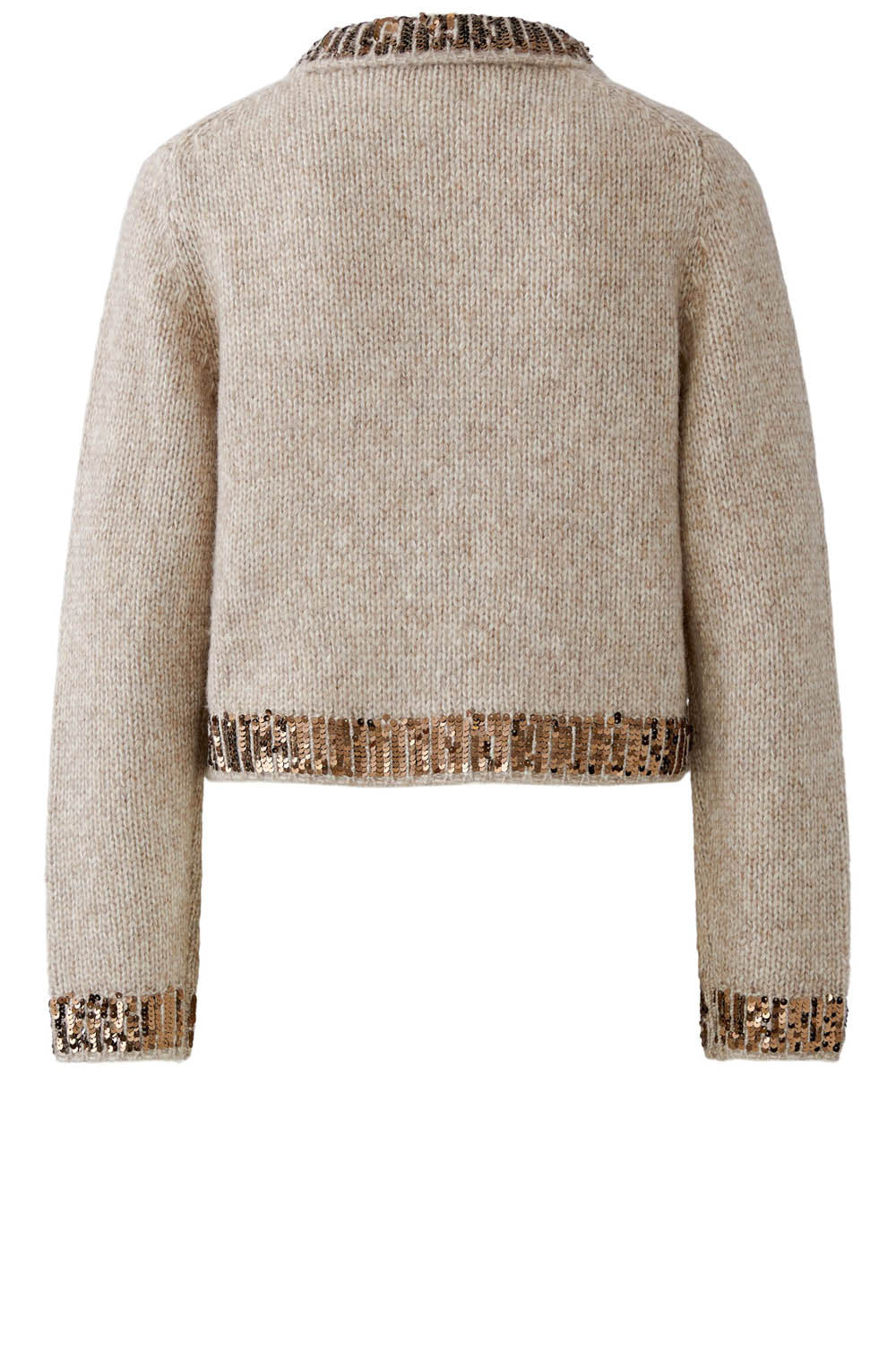Light Beige Melange Sequin Detail Cardigan