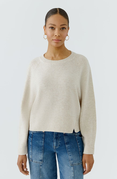 Beige Melange Split Hem Jumper