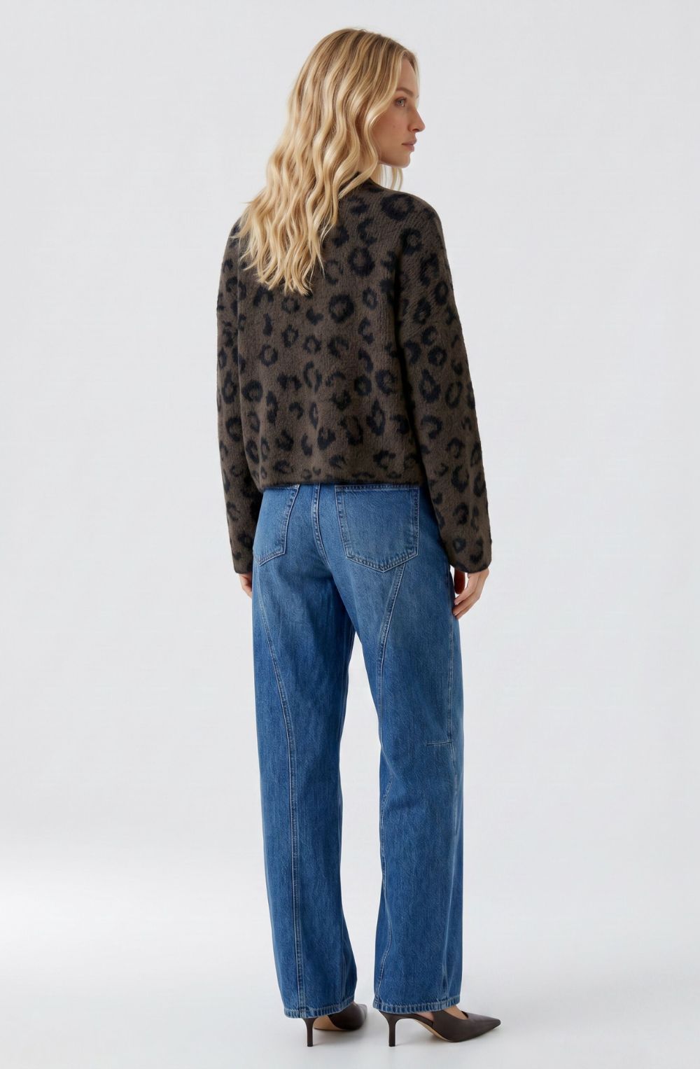 Brown Grey and Black Leopard Print Jumper