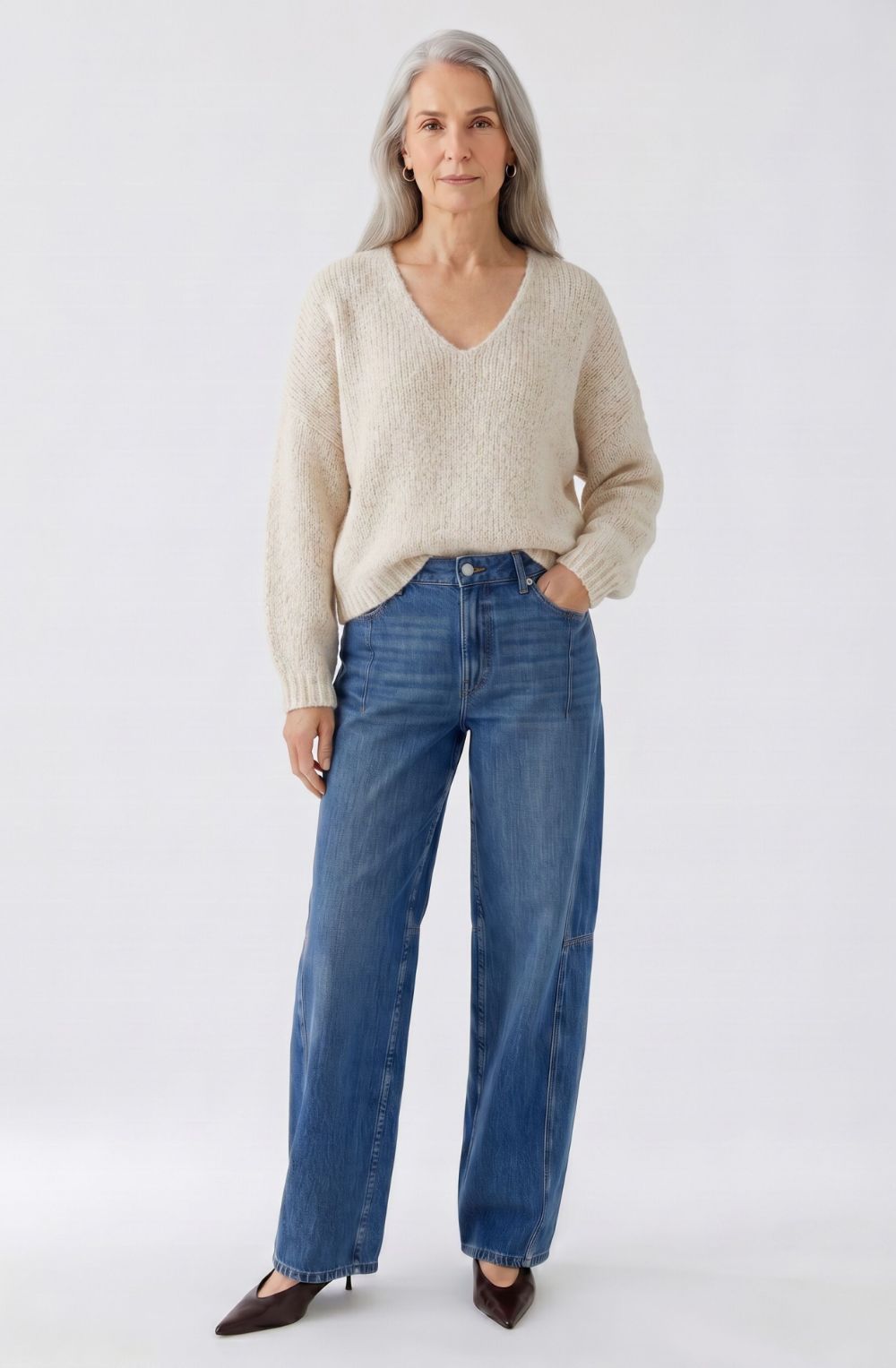 Beige Melange Chunky Knit Oversized Jumper