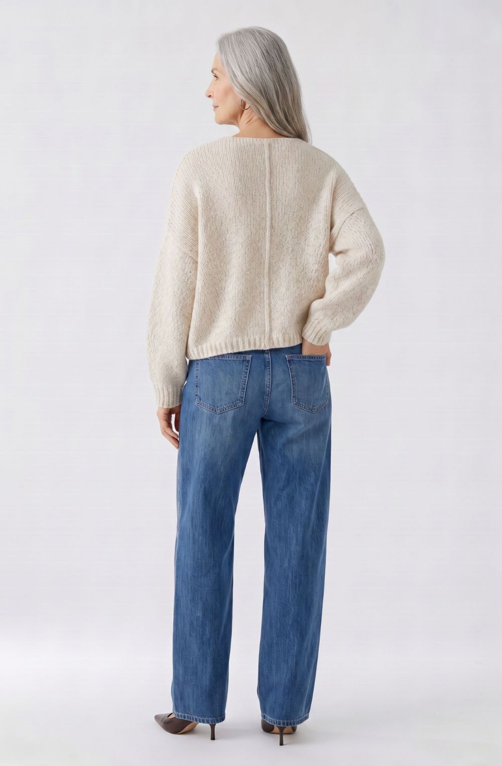 Beige Melange Chunky Knit Oversized Jumper