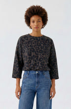 Brown Grey Leopard Print Silk Touch Scuba Top