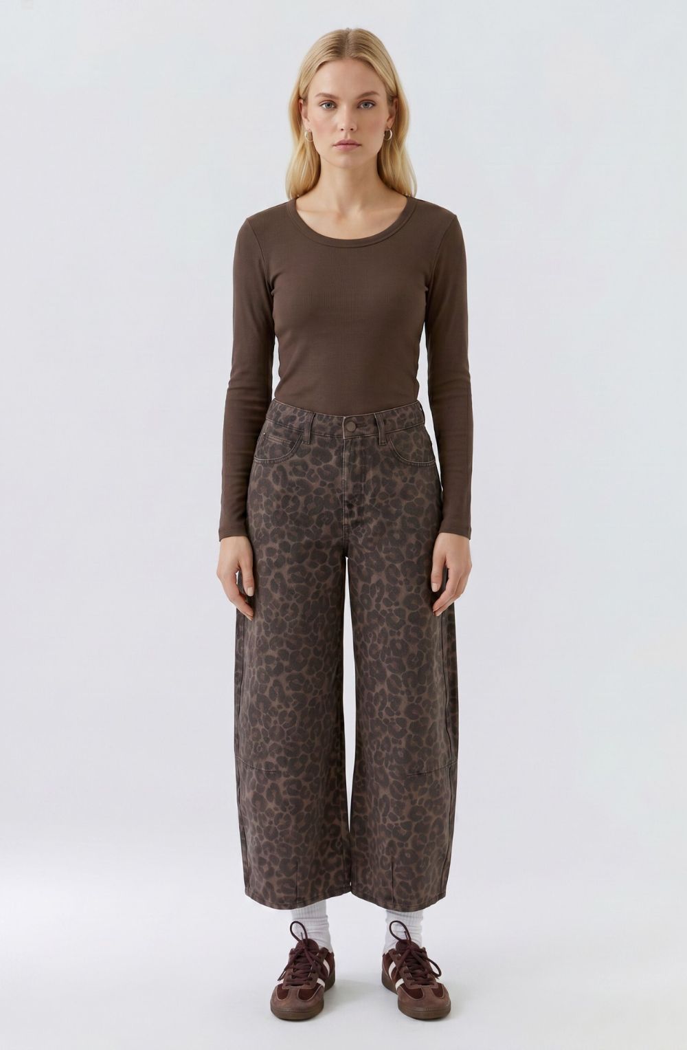 Mulch Brown Fine Ribbed Jersey Top