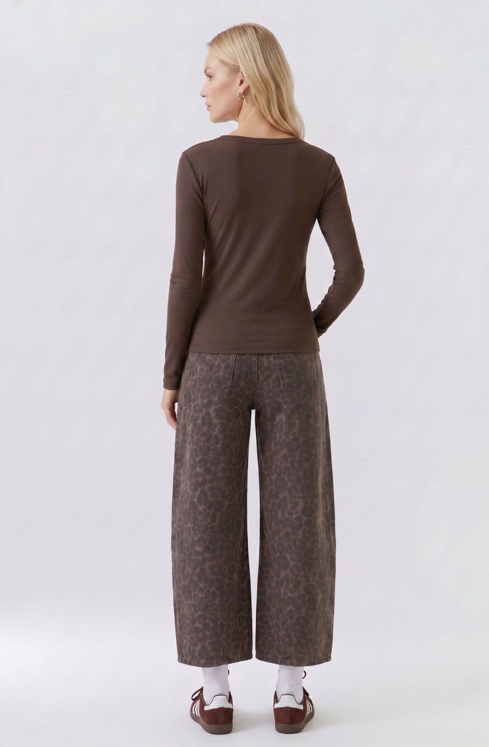 Mulch Brown Fine Ribbed Jersey Top