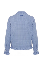 Blue Checked Ruffle Shirt
