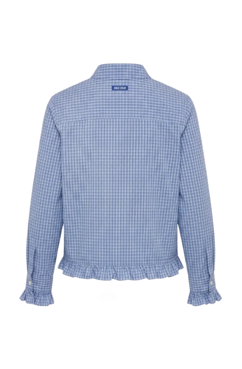 Blue Checked Ruffle Shirt