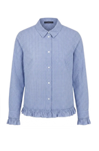 Blue Checked Ruffle Shirt