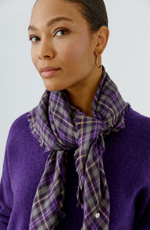 Violet Woven Plaid Square Scarf