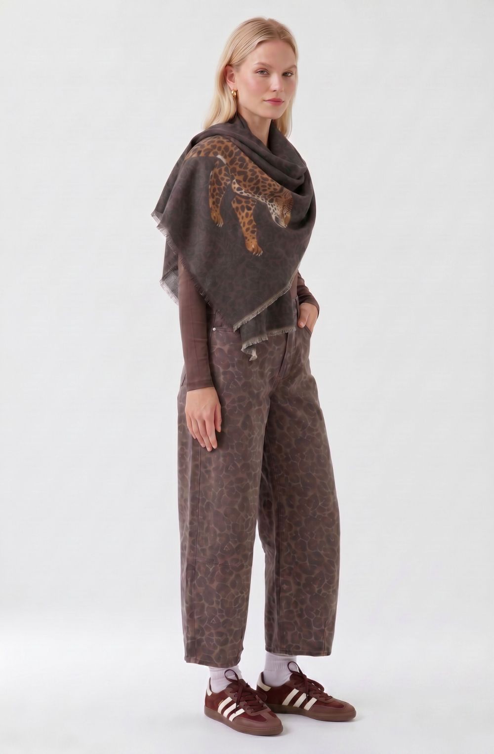 Brown and Black Oversized Leopard scarf
