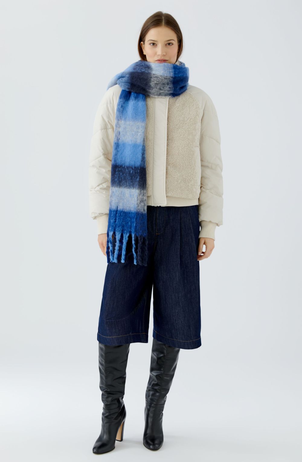 Royal Blue Oversized Checked Scarf