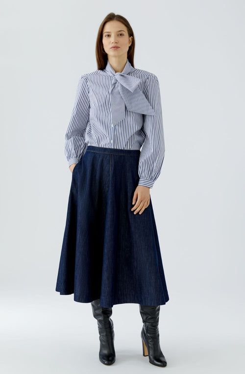 Raw Denim Mid Length Skirt