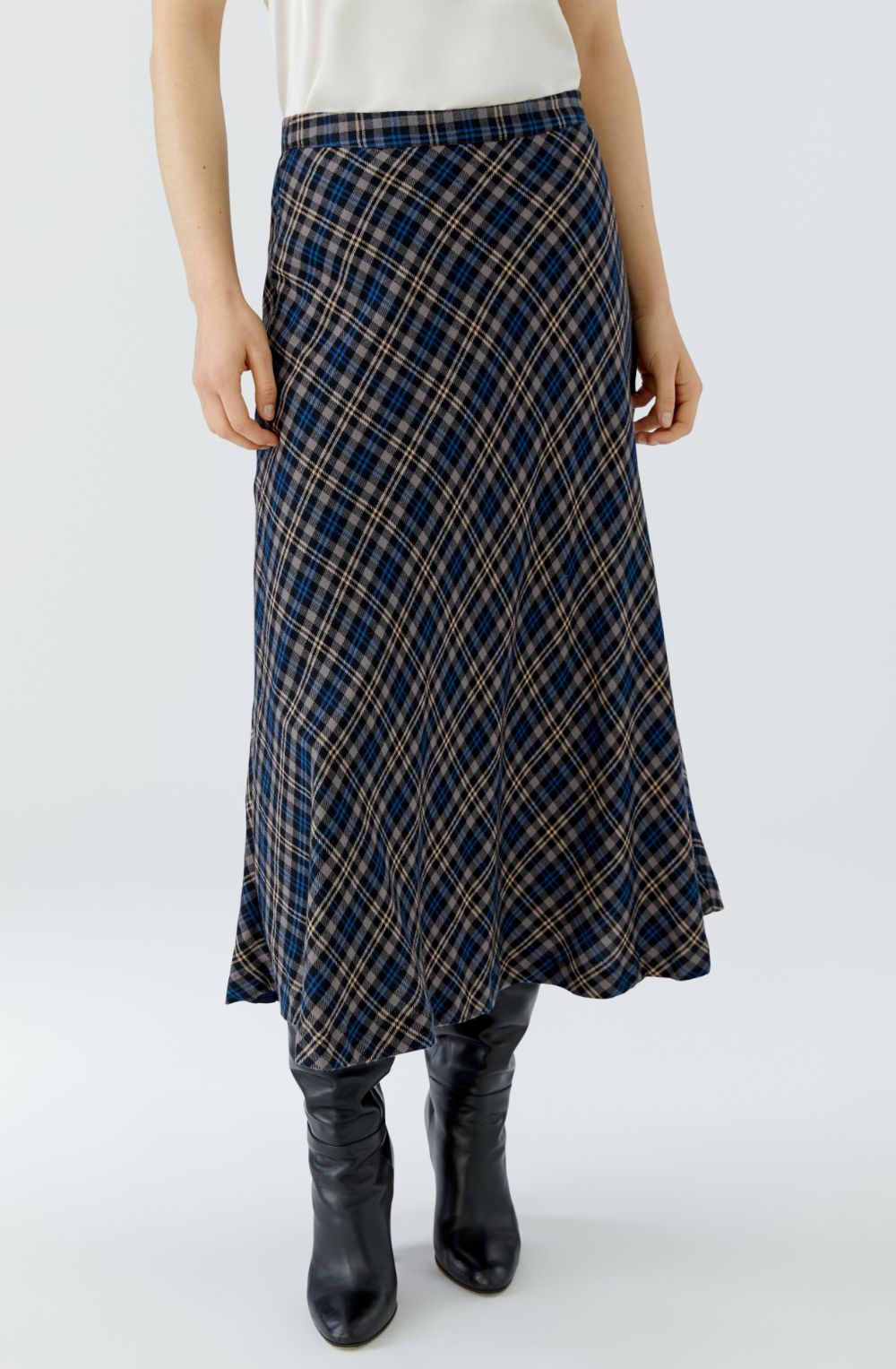 Camel & Blue Checked Skirt