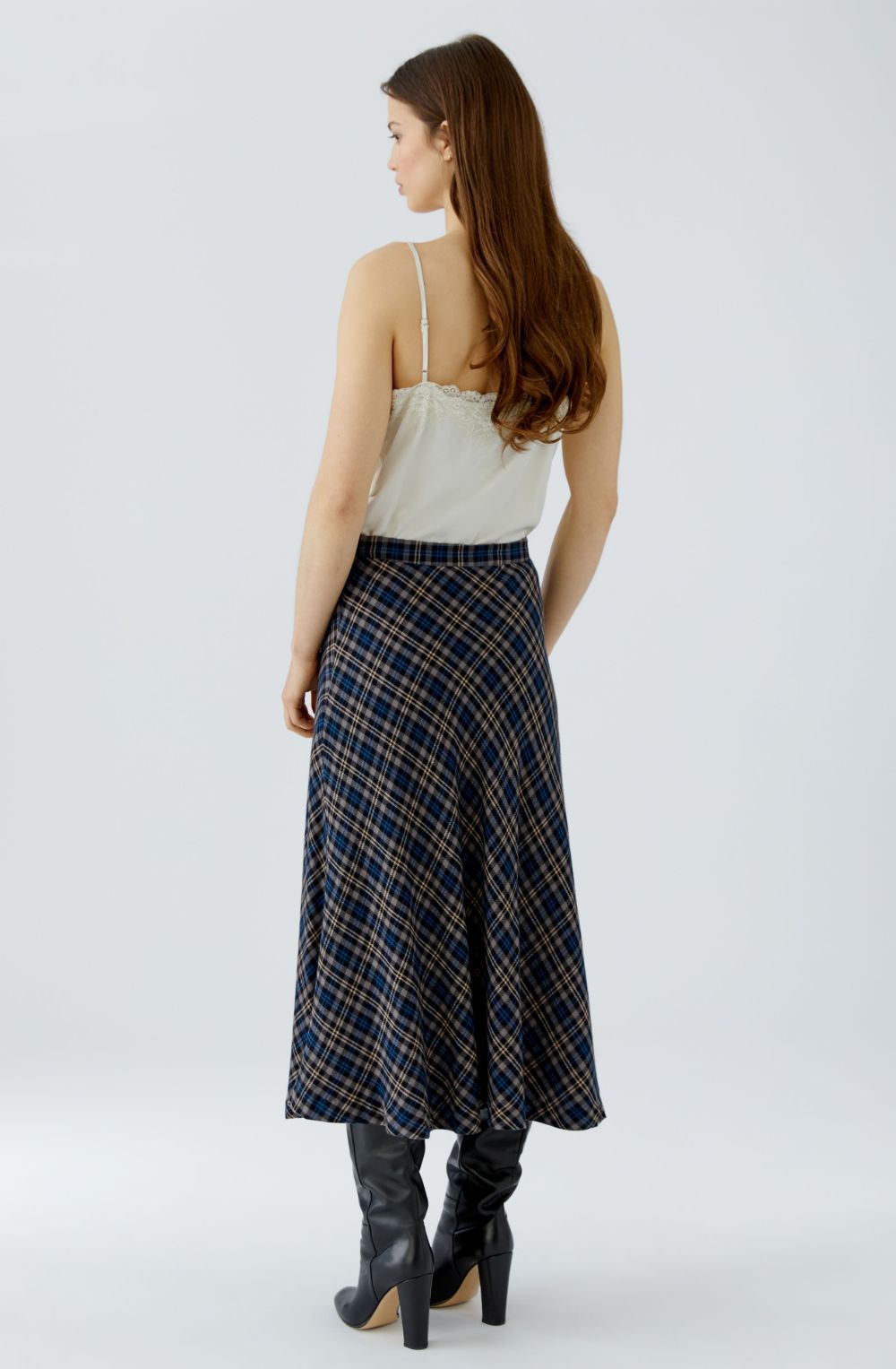 Camel & Blue Checked Skirt