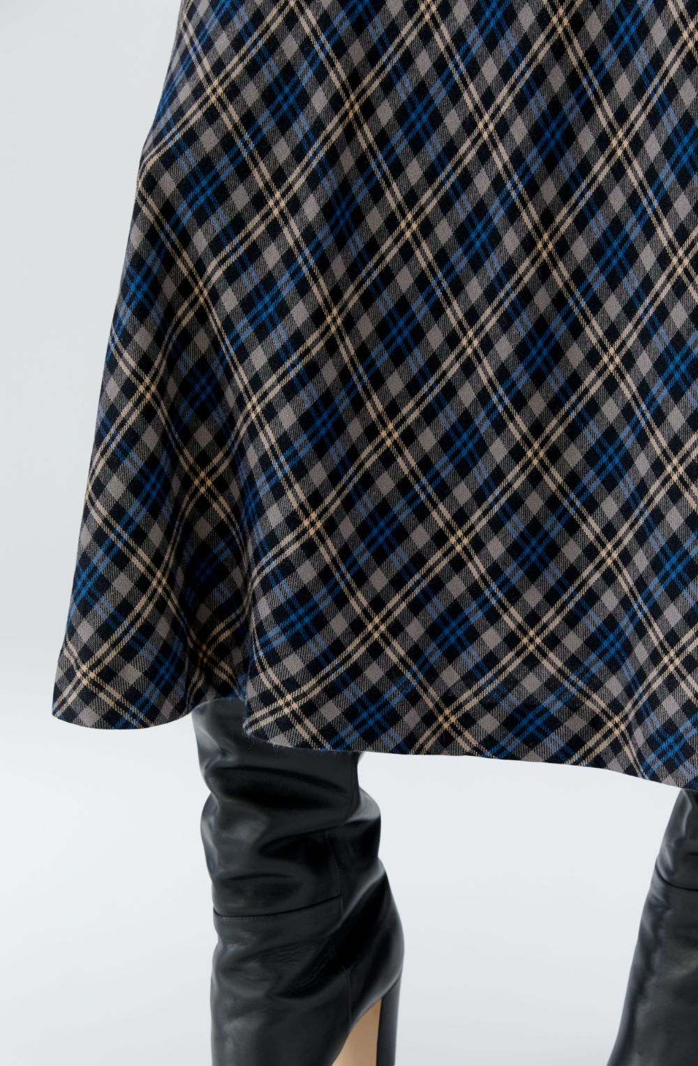 Camel & Blue Checked Skirt