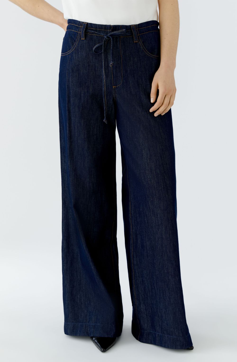 Raw Denim Wide Leg Jeans