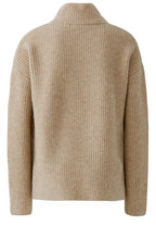 Brown Melange High Neck Oversized Jumper
