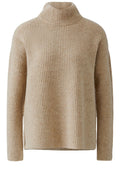 Brown Melange High Neck Oversized Jumper