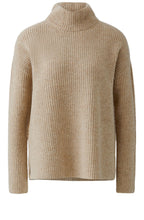Brown Melange High Neck Oversized Jumper