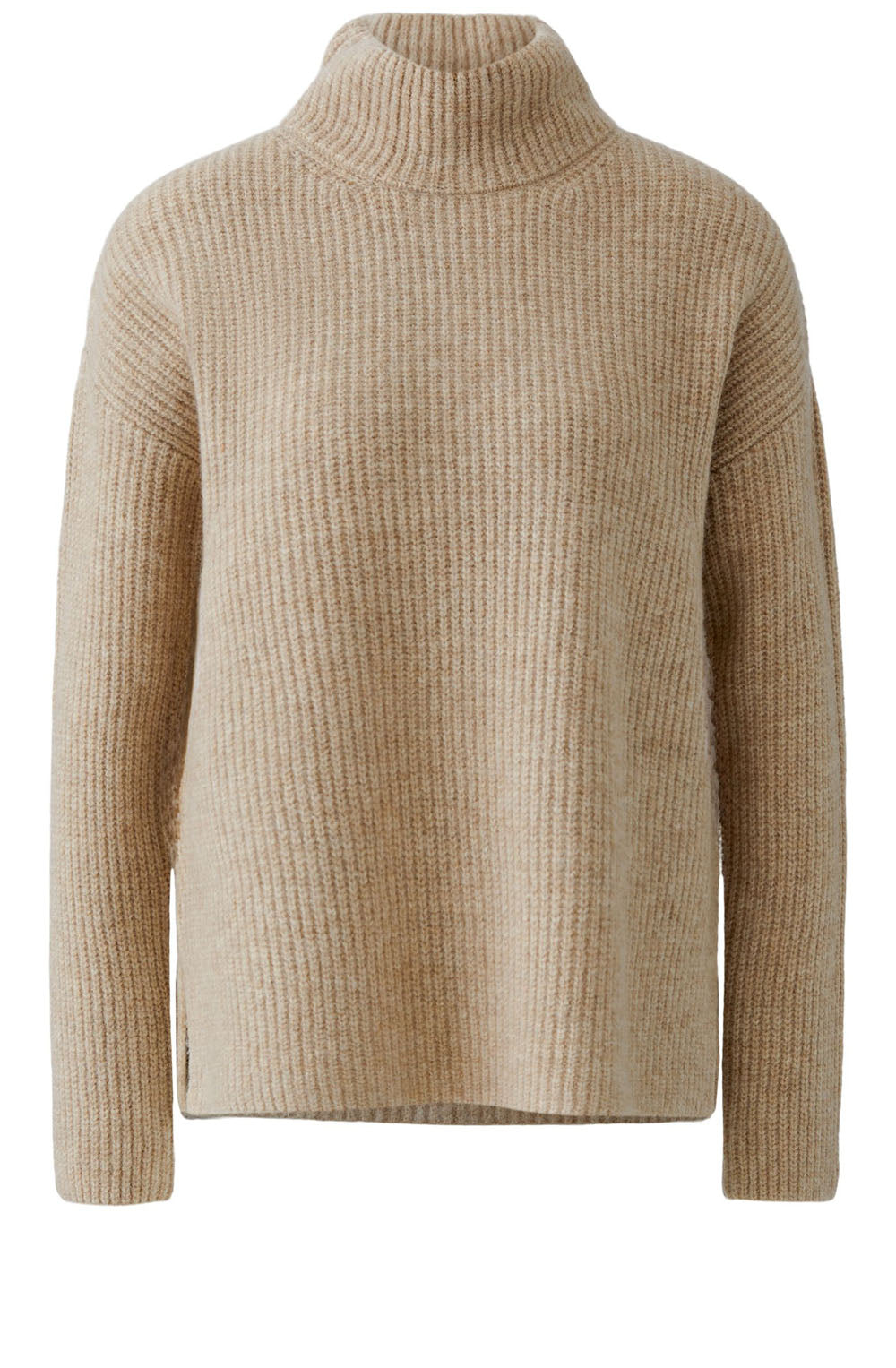 Brown Melange High Neck Oversized Jumper