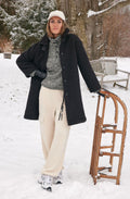 Black and Off White High Neck Jumper