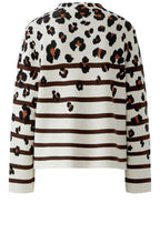 Beige Brown Animal Print and Striped Jumper