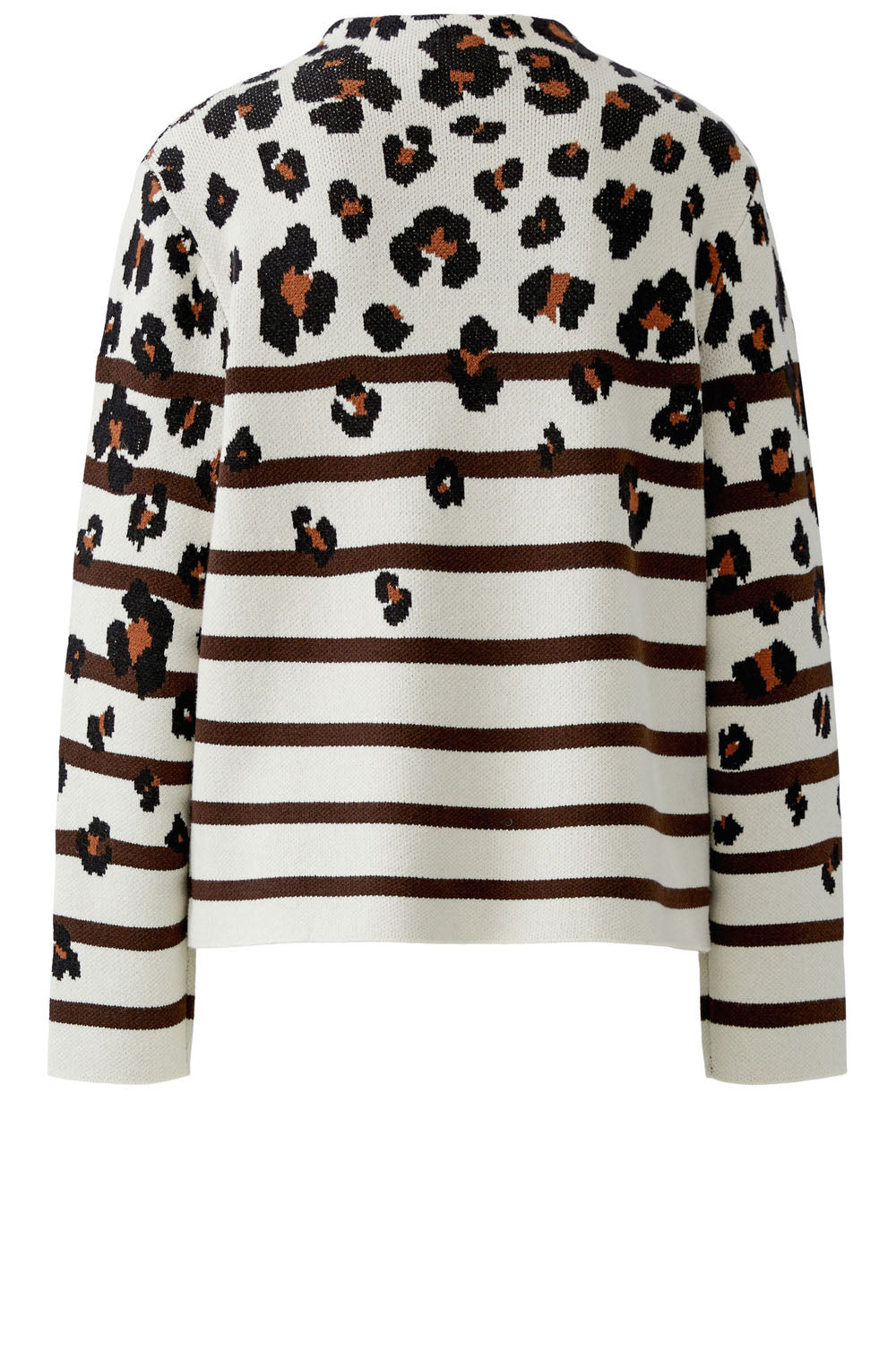 Beige Brown Animal Print and Striped Jumper