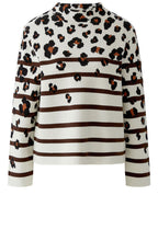 Beige Brown Animal Print and Striped Jumper