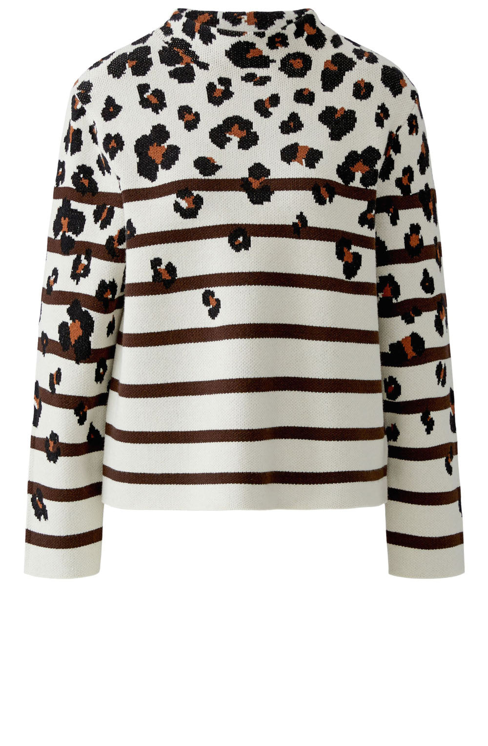 Beige Brown Animal Print and Striped Jumper