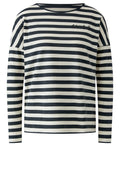 Black and Off White Striped Relaxed Top