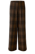 Brown Grey Checked Wide Leg Trousers