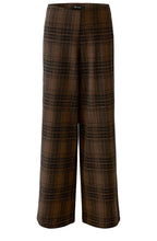 Brown Grey Checked Wide Leg Trousers