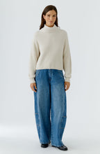 Off White High Neck Chunky Ribbed Knit Jumper