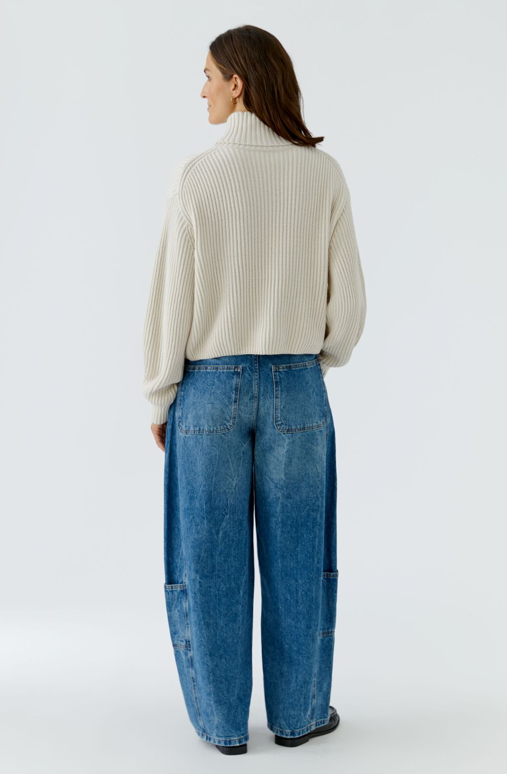 Off White High Neck Chunky Ribbed Knit Jumper