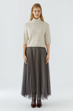 Light Beige Melange High Neck Short Sleeve Jumper