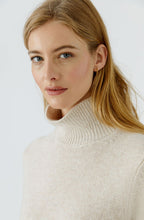 Light Beige Melange High Neck Short Sleeve Jumper