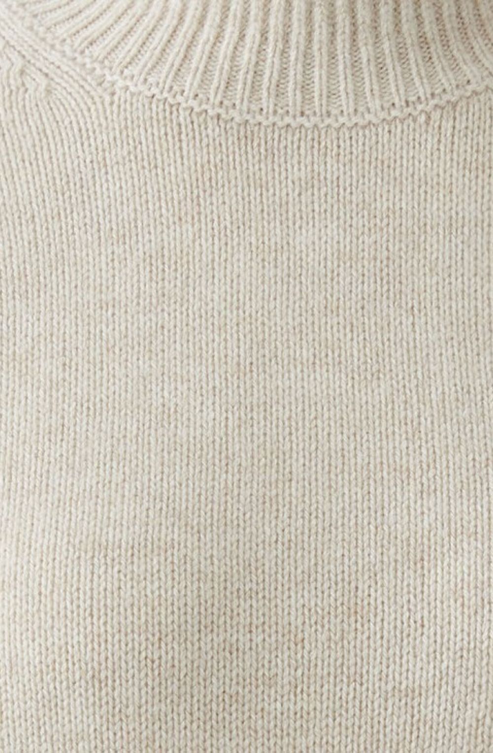 Light Beige Melange High Neck Short Sleeve Jumper
