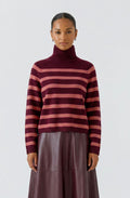 Dark Red Maroon and Pink High Neck Jumper