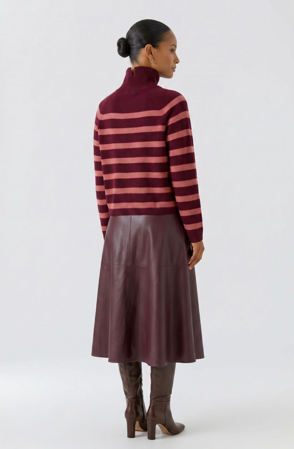 Dark Red Maroon and Pink High Neck Jumper