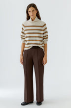 Camel and Light Beige High Neck Jumper