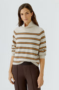 Camel and Light Beige High Neck Jumper